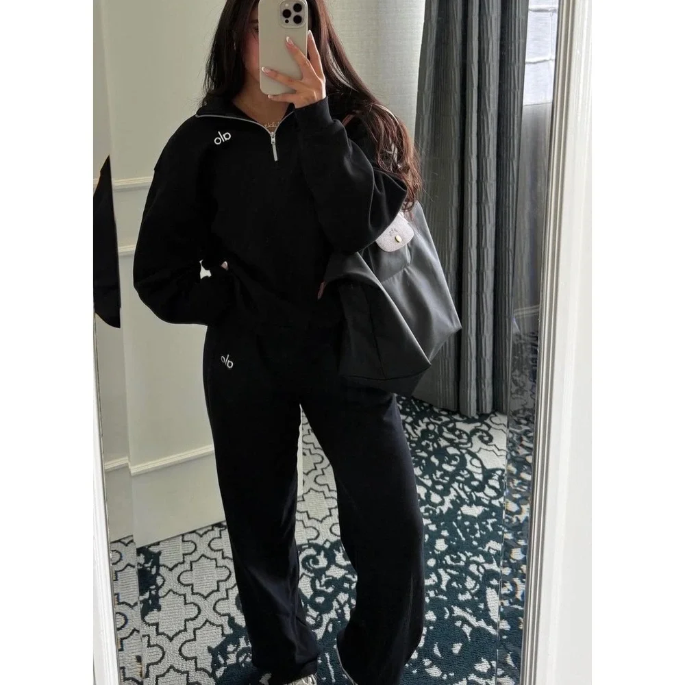NWT ALO Accolade 1/4 Zip Pullover‎ in Black - Size XS